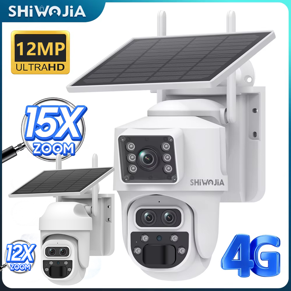 Home Security And Monitoring - SHIWOJIA 12MP 6K 15X 줌 태양열
