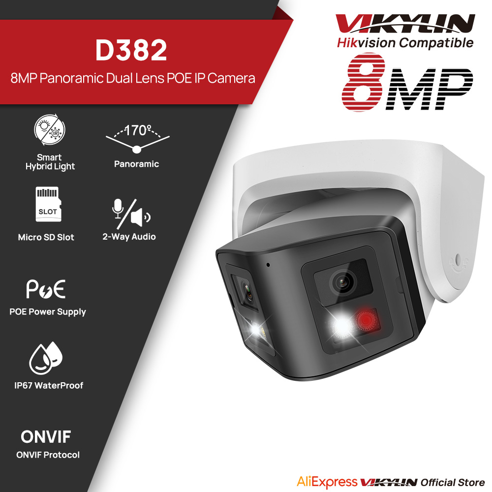 Home Security System Hikvision - Vikylin 8MP 파노라마 듀얼 라이트 IP