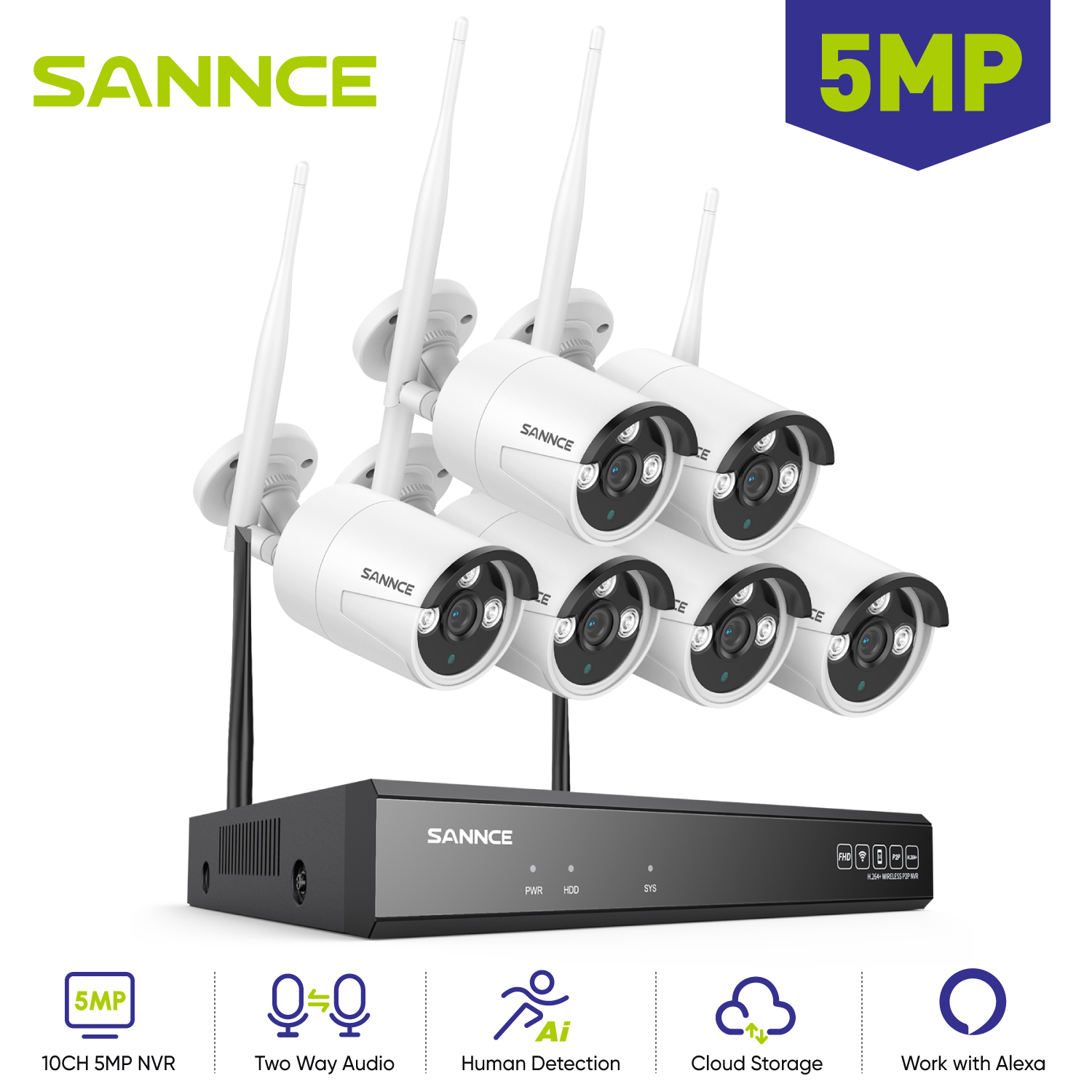 Home Security And Monitoring - SANNNCE 와이파이 IP 카메라, 10CH NVR