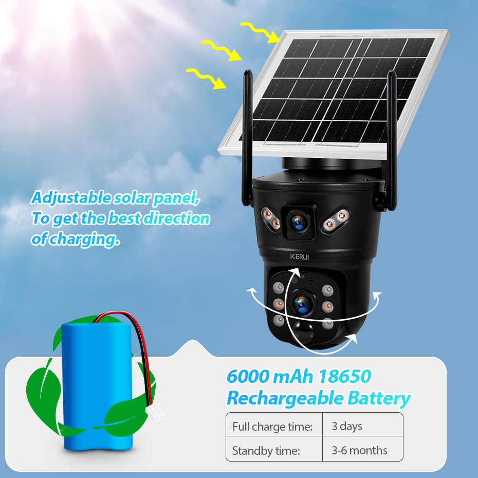 Home Security Video - KERUI 6MP 4G SIM WiFi 태양광
