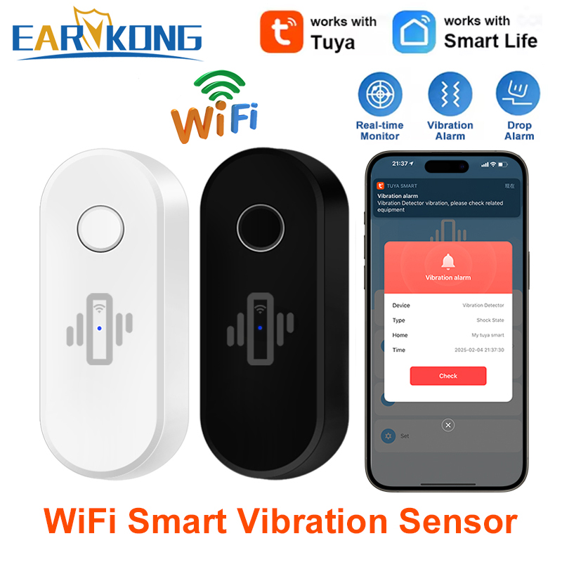 Window Alarm Sensor - Tuya WiFi 진동 감지기 유리 깨진