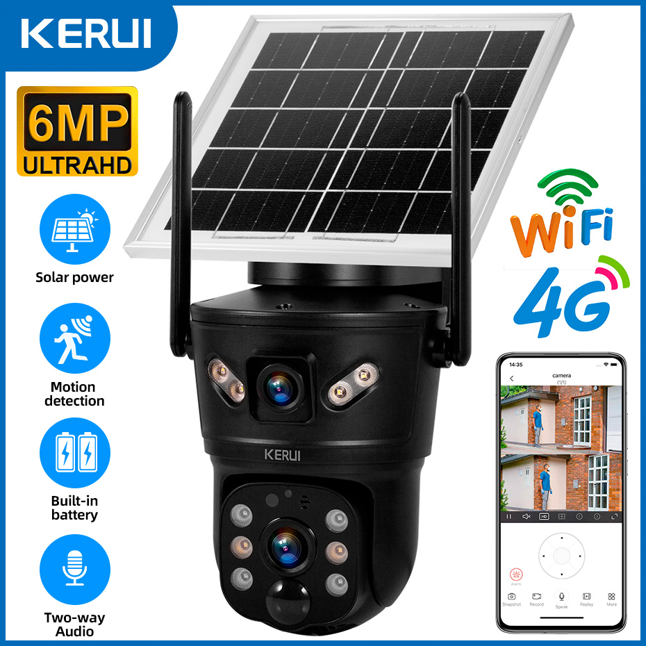 Home Security Video - KERUI 야외 6MP 태양 광 카메라