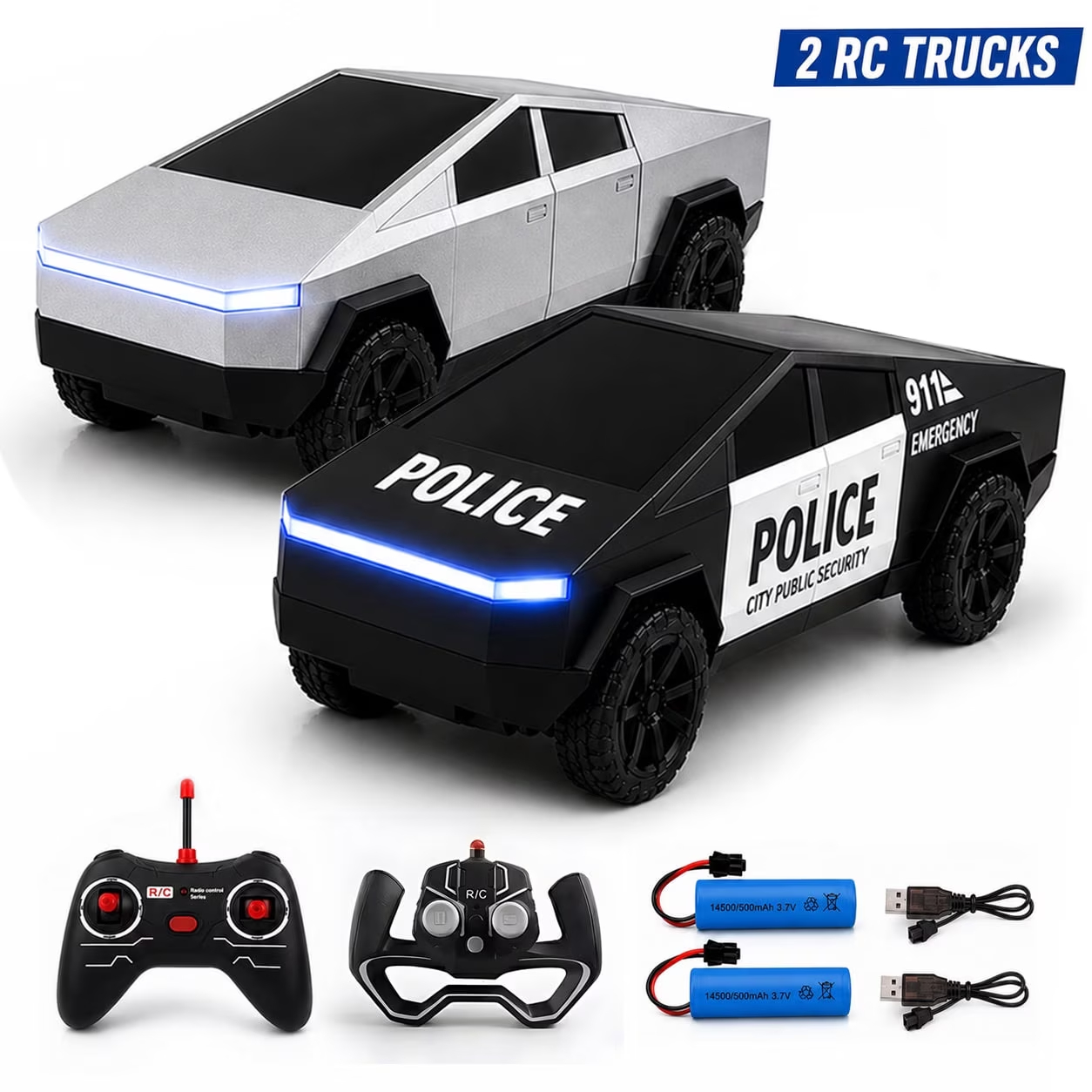 Home Security Police - 2개 세트 RC 사이버 트럭 장난감,