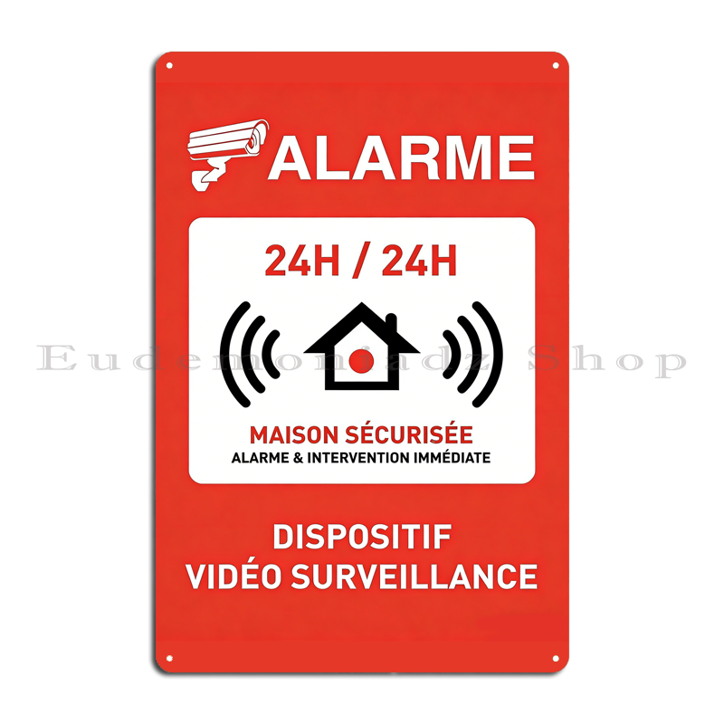 레트로 24시간 알람 시스템 금속 간판 플라크 빈티지  - Home Security Company 리뷰 및 가격