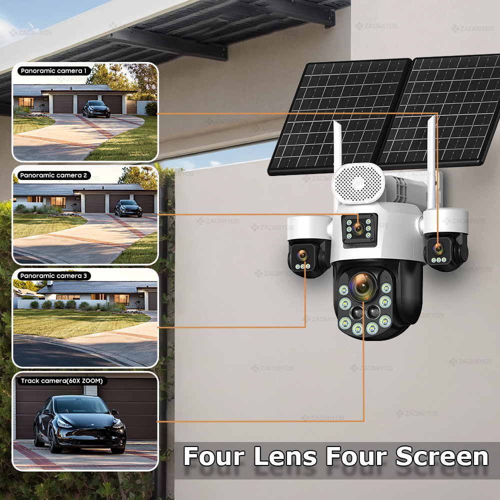 4렌즈 아웃도어 360 °   감시용 태양광 카메라 2 - Home Security And Monitoring 리뷰 및 가격