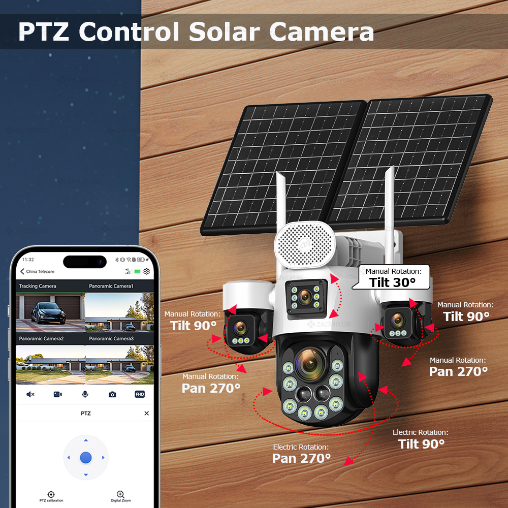 4렌즈 아웃도어 360 °   감시용 태양광 카메라 2 - Home Security And Monitoring 리뷰 및 가격