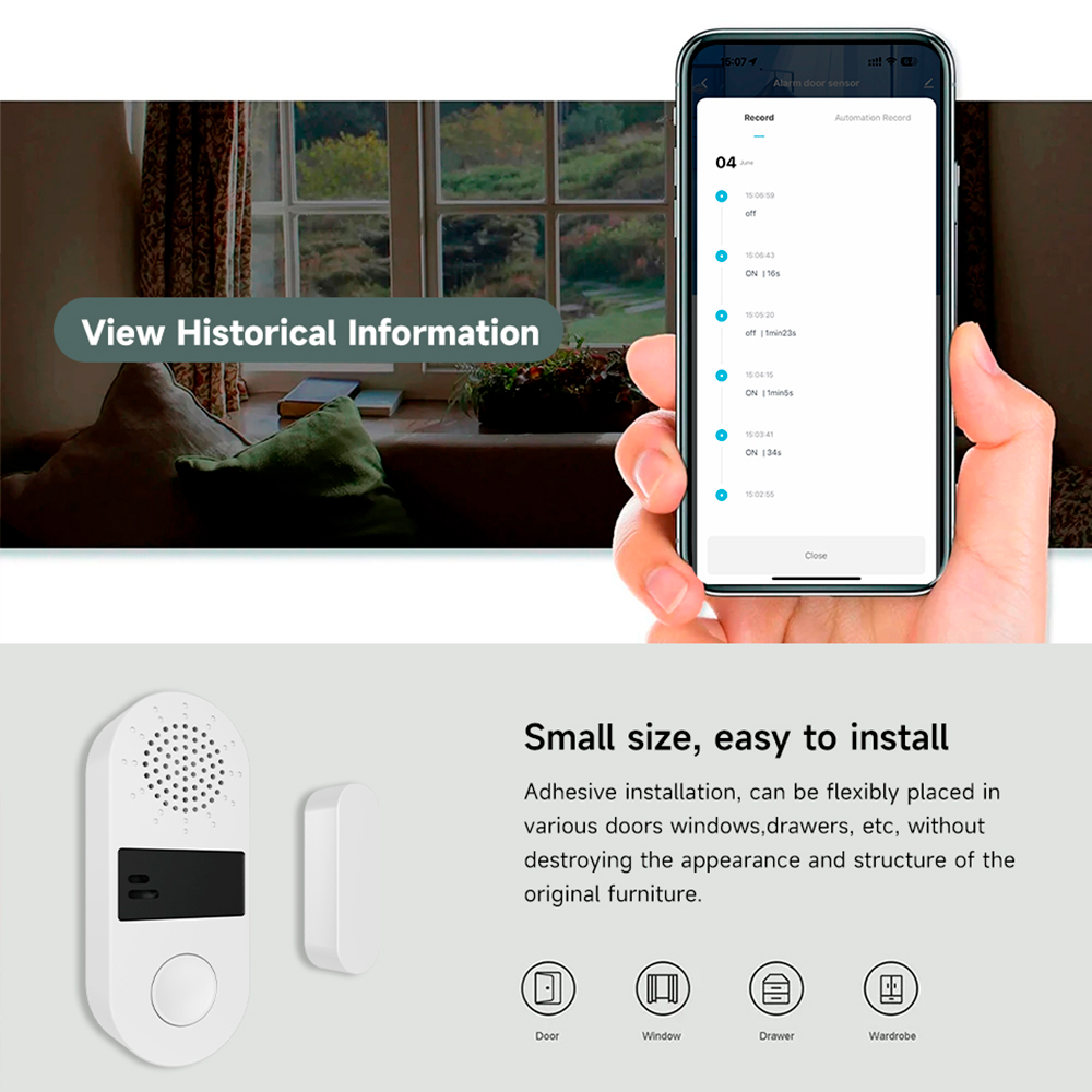 Tuya Zigbee 무선 도어 윈도우 접촉 센서 13 - Window Alarm Sensor 리뷰 및 가격