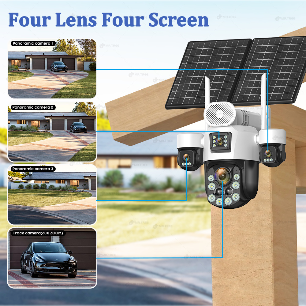 AOV 4렌즈 야외 감시용 태양광 카메라 20MP 4G - Home Security Video Cameras 리뷰 및 가격