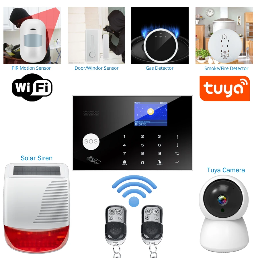 Tuya 무선 WIFI GSM 홈 도난 경보 시스템 I - Home Zone Security Camera 리뷰 및 가격