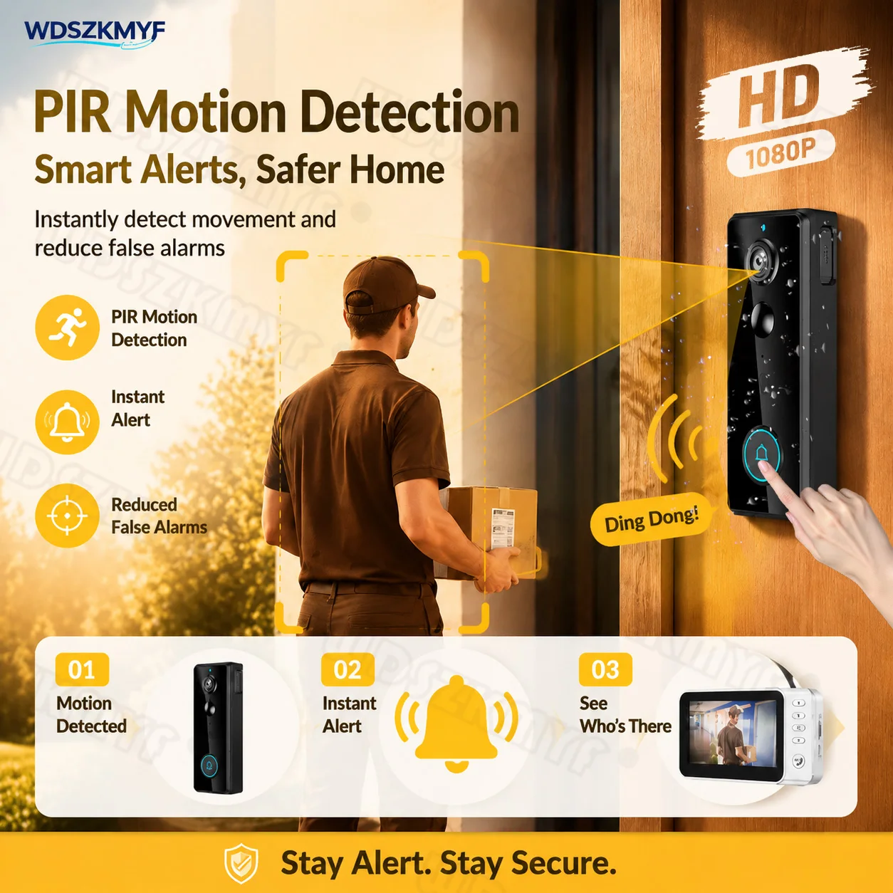 비디오 초인종 1080P HD 4.2'' 스크린 170 - Home Security No Wifi Needed 리뷰 및 가격