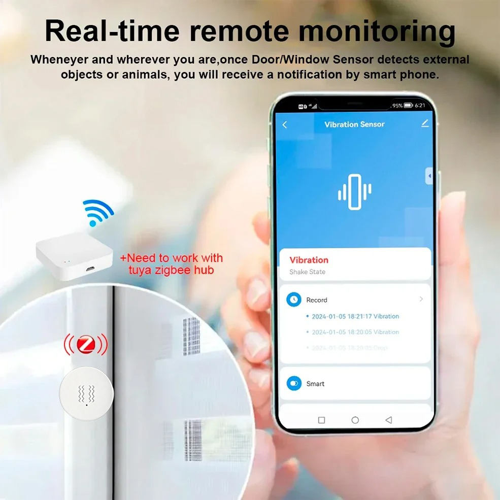 Tuya ZigBee 스마트 진동 및 기울기 센서 홈  - Home Security And Monitoring 리뷰 및 가격