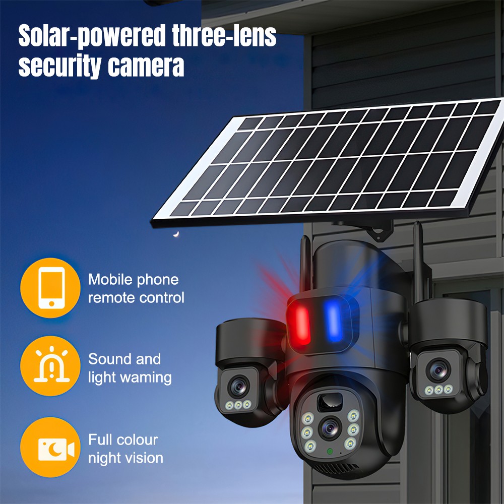 태양광 WiFi PTZ 카메라 야외용 트리플 렌즈 3화 - Home Security Video Cameras 리뷰 및 가격