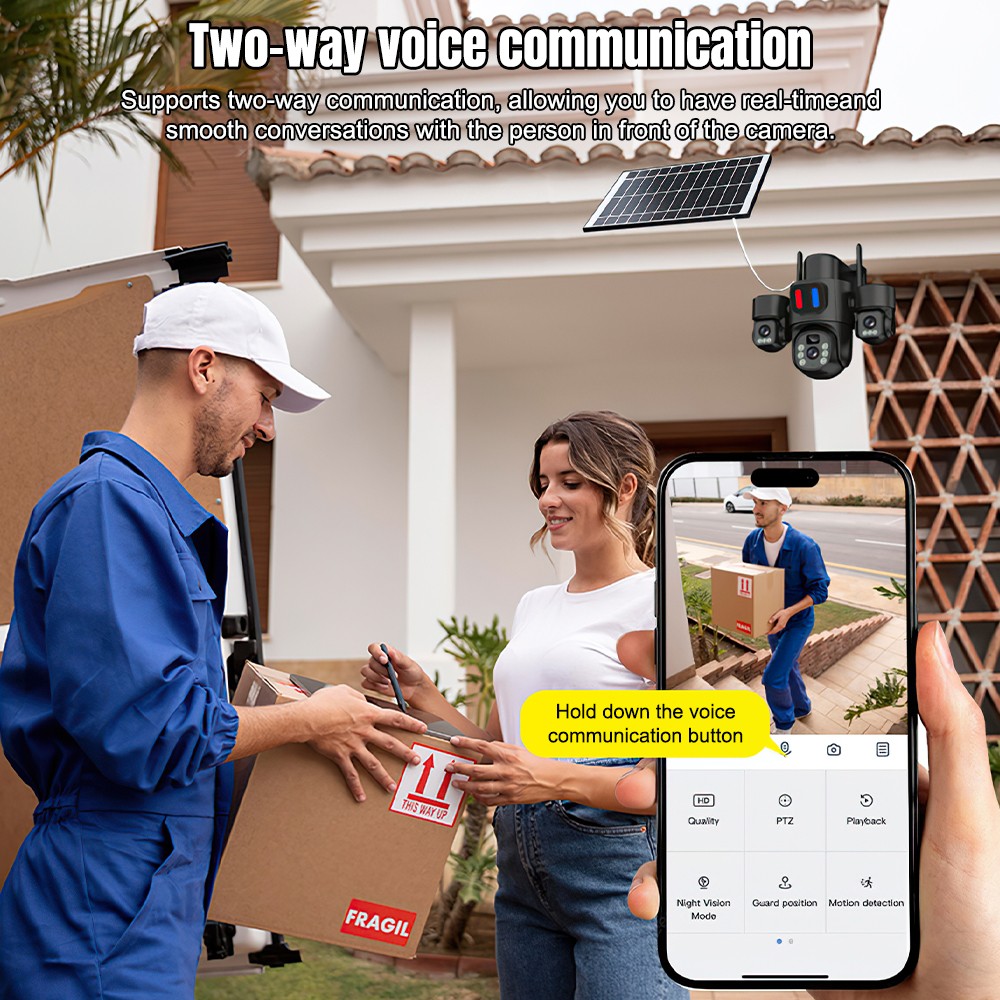 태양광 WiFi PTZ 카메라 야외용 트리플 렌즈 3화 - Home Security Video Cameras 리뷰 및 가격