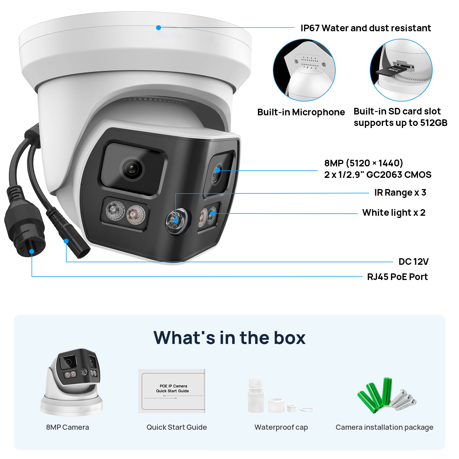 하이크비전 호환 8MP 2 렌즈 180 °   파노라마 - Home Security System Hikvision 리뷰 및 가격