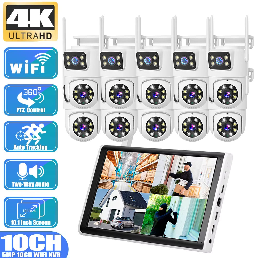 8MP 4K 듀얼 렌즈 인체 감지 PTZ 카메라 10채 - Home Security And Monitoring 리뷰 및 가격